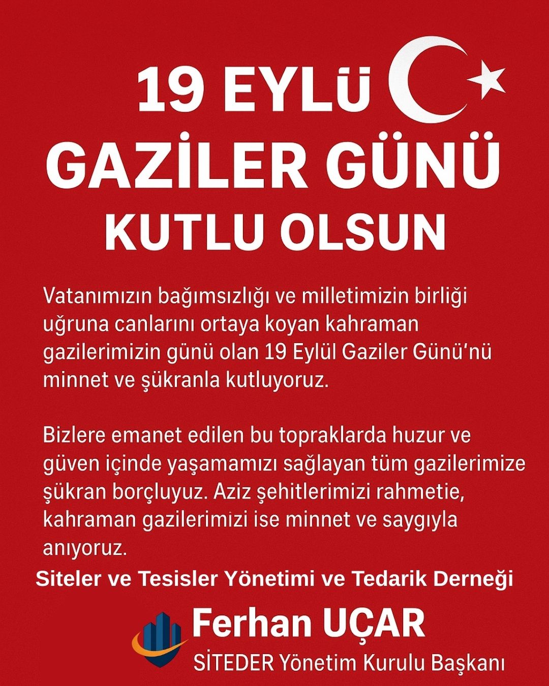 19 Eylül Gaziler Günü Kutlu Olsun